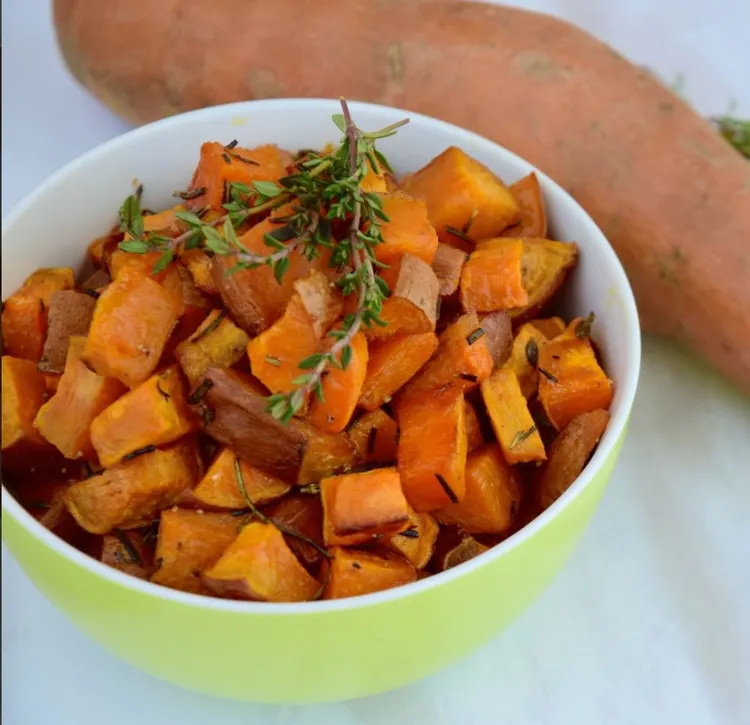 Cube Shape, Sweet Potato, Baked, Bowl, Fiber