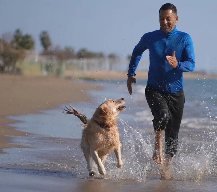 Dog, Jogging, Summer, Adult, Fun